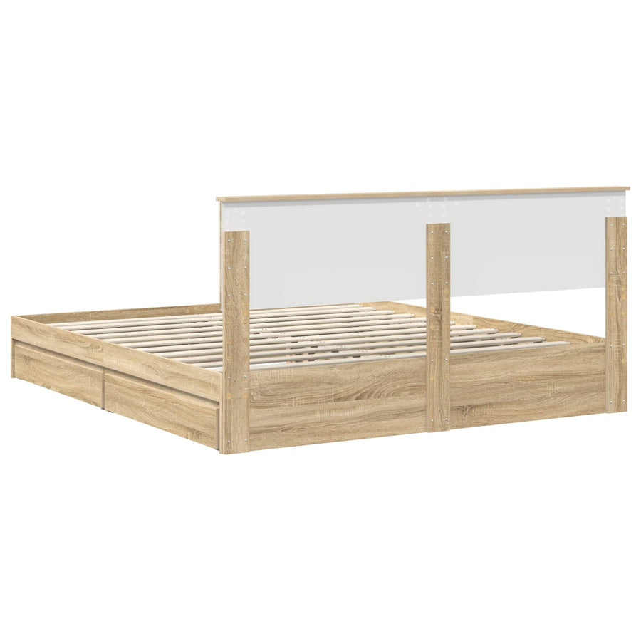 Opslag bed met lade Sonoma Eiken 180 x 200 cm Bewerkt hout