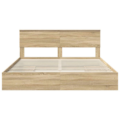 Opslag bed met lade Sonoma Eiken 180 x 200 cm Bewerkt hout