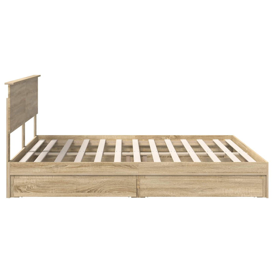 Opslag bed met lade Sonoma Eiken 180 x 200 cm Bewerkt hout