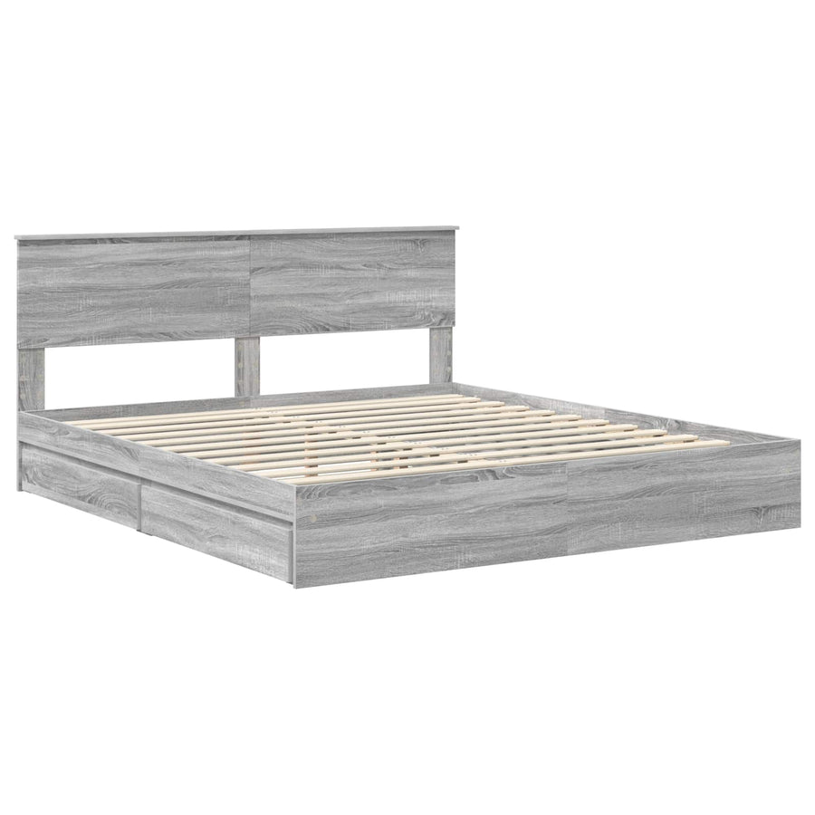 Opslag bed met lade Grijs Sonoma 180 x 200 cm Bewerkt hout