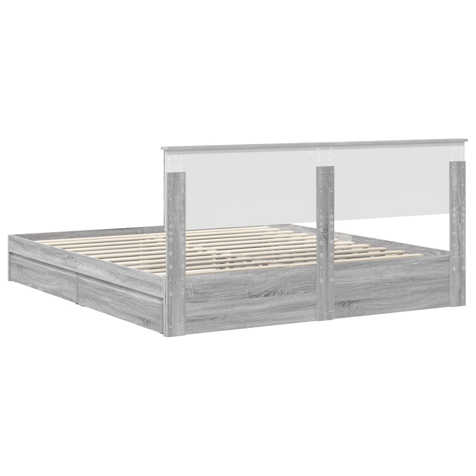 Opslag bed met lade Grijs Sonoma 180 x 200 cm Bewerkt hout