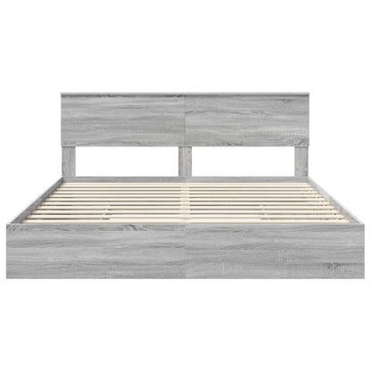 Opslag bed met lade Grijs Sonoma 180 x 200 cm Bewerkt hout