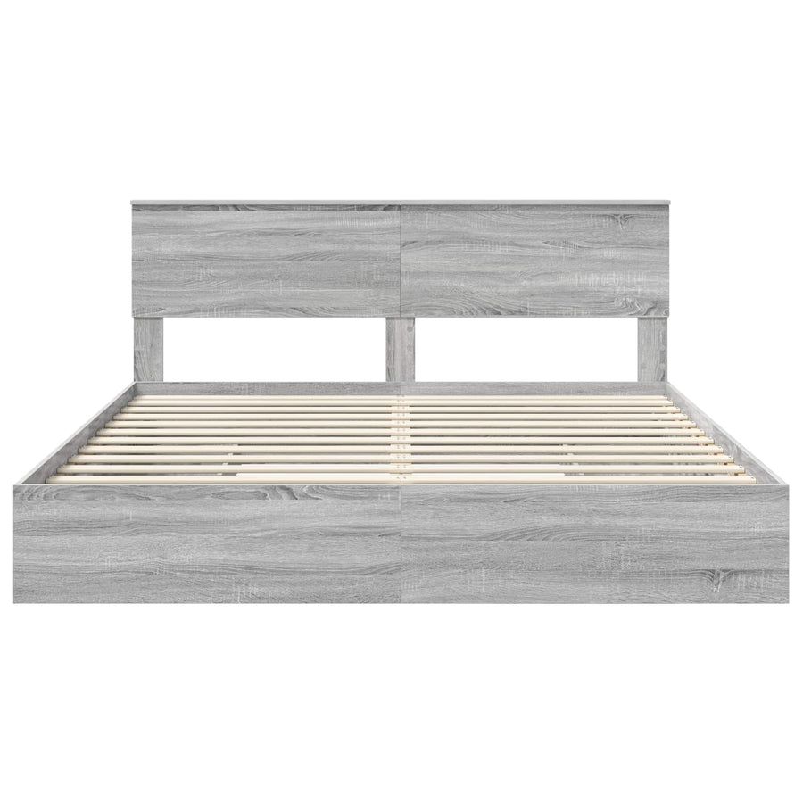 Opslag bed met lade Grijs Sonoma 180 x 200 cm Bewerkt hout