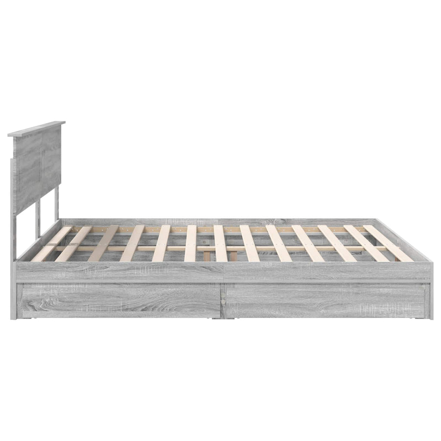 Opslag bed met lade Grijs Sonoma 180 x 200 cm Bewerkt hout