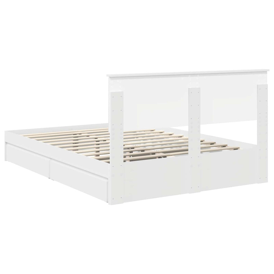 Opslag bed met hoofdeinde Wit 160 x 200 cm Bewerkt hout