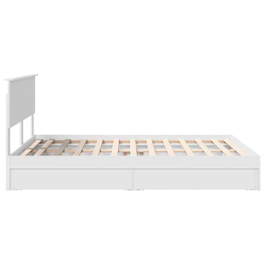 Opslag bed met hoofdeinde Wit 160 x 200 cm Bewerkt hout