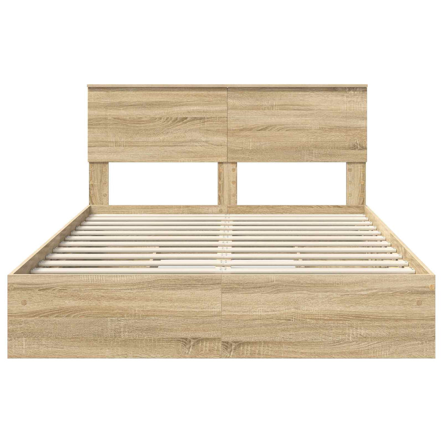 Opslag bed met lade Sonoma Eiken 160 x 200 cm Bewerkt hout