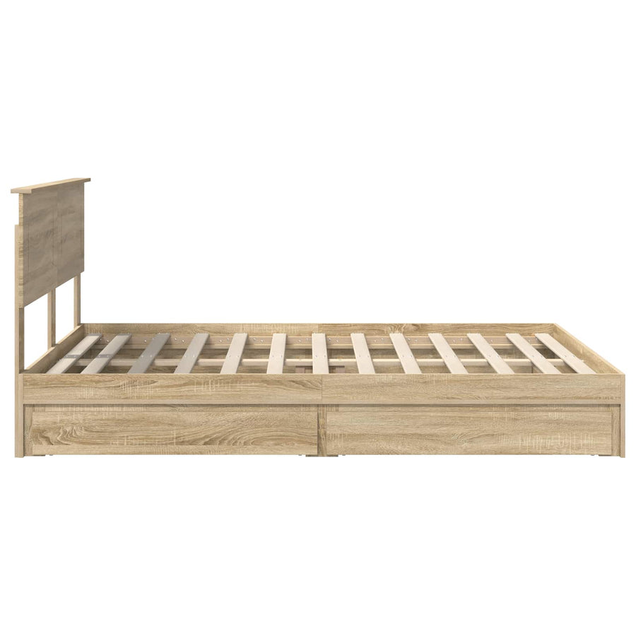 Opslag bed met lade Sonoma Eiken 160 x 200 cm Bewerkt hout