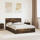 Storage bed with drawer Smoked oak 160 x 200 cm Engineered wood