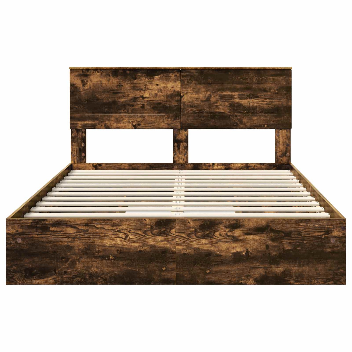 Opslag bed met lade Gerookt eiken 160 x 200 cm Bewerkt hout