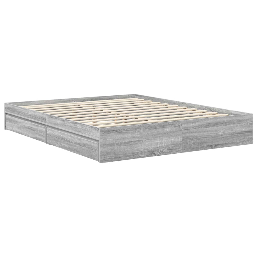 Opslag bed met lade Grijs Sonoma 160 x 200 cm Bewerkt hout