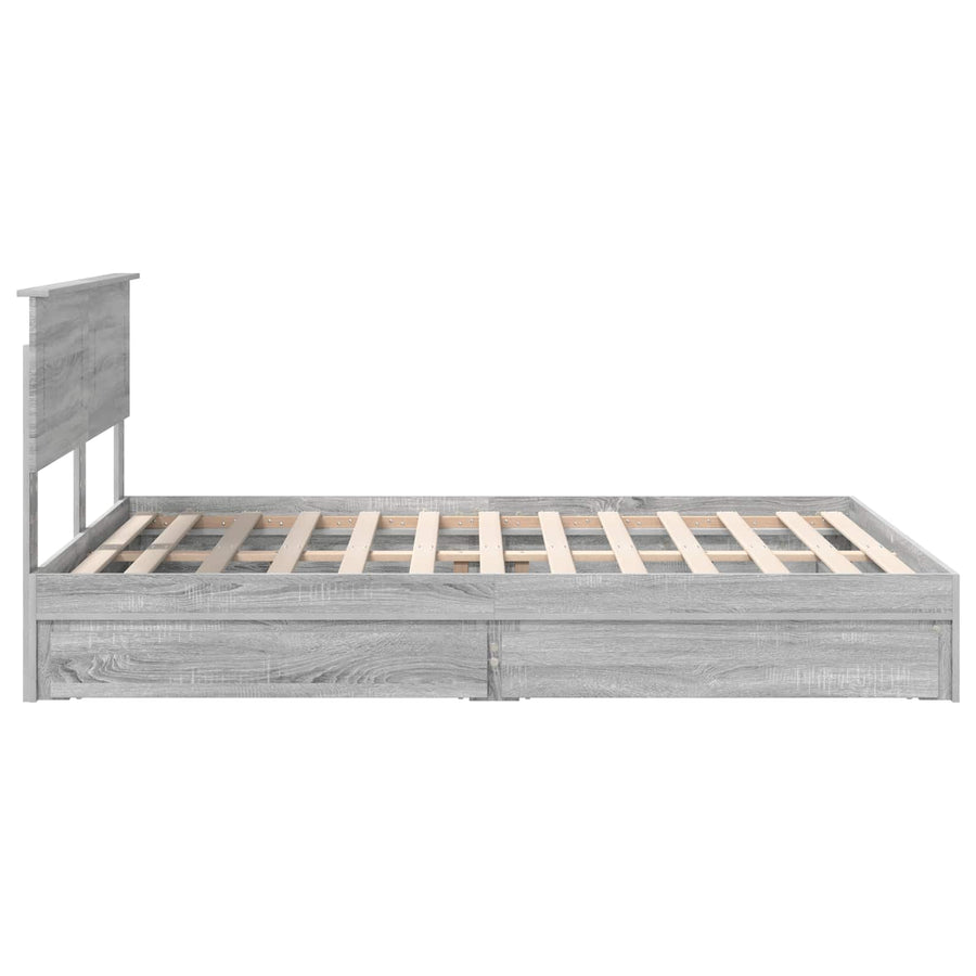 Opslag bed met lade Grijs Sonoma 160 x 200 cm Bewerkt hout
