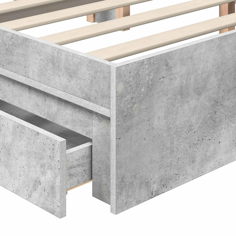 Opslag bed met hoofdeinde Beton Grijs 150 x 200 cm Bewerkt hout