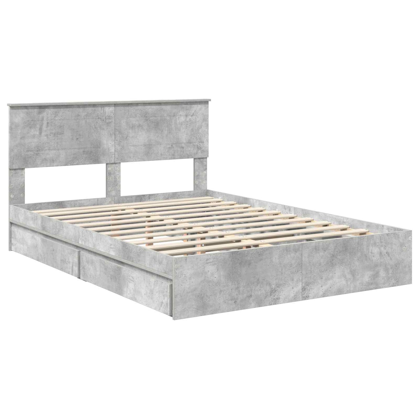 Opslag bed met hoofdeinde Beton Grijs 150 x 200 cm Bewerkt hout