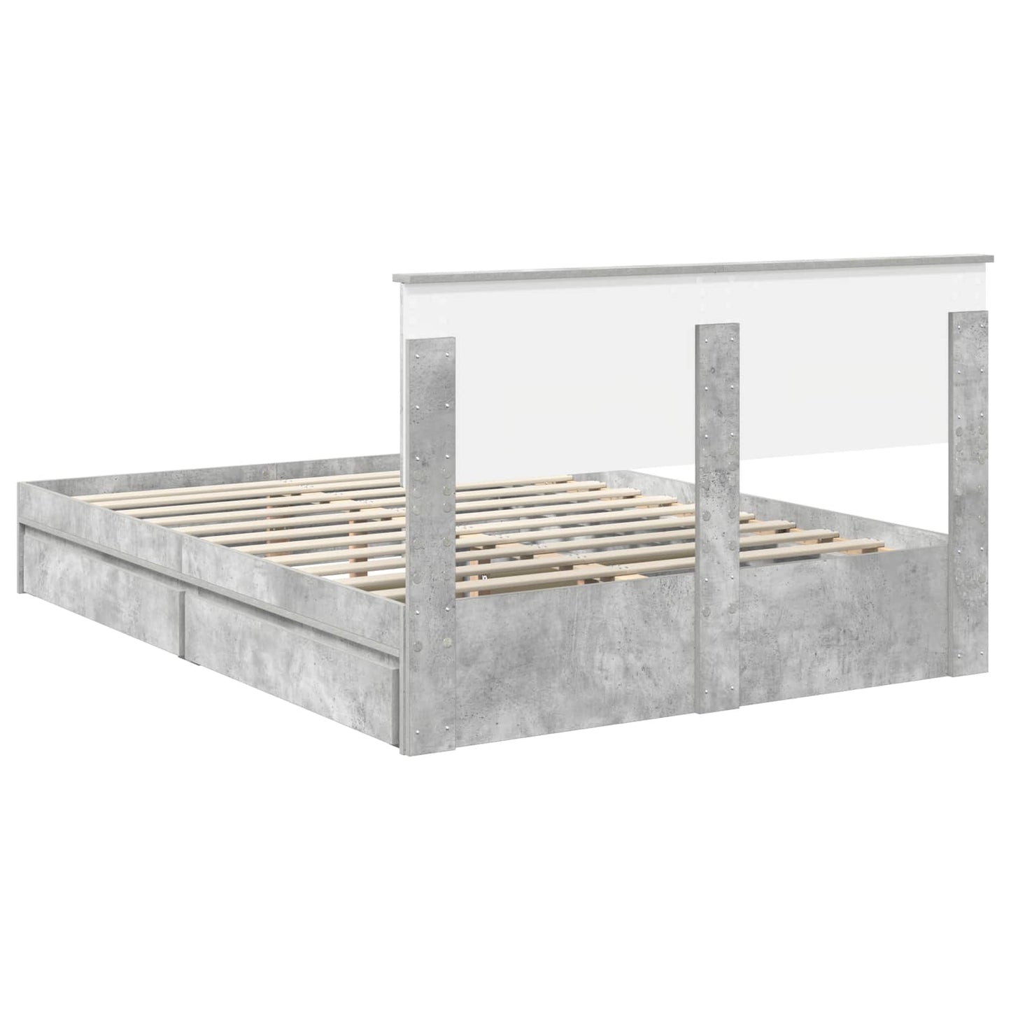 Opslag bed met hoofdeinde Beton Grijs 150 x 200 cm Bewerkt hout