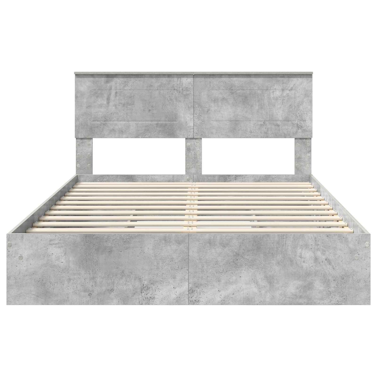 Opslag bed met hoofdeinde Beton Grijs 150 x 200 cm Bewerkt hout