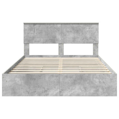 Opslag bed met hoofdeinde Beton Grijs 150 x 200 cm Bewerkt hout