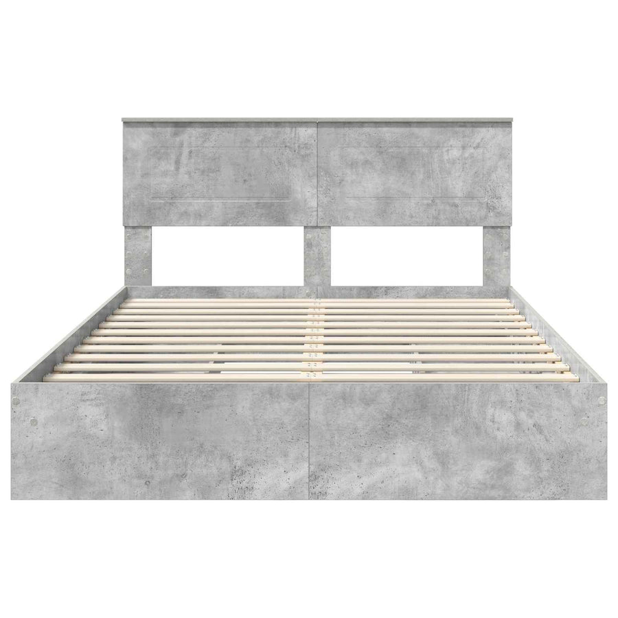 Opslag bed met hoofdeinde Beton Grijs 150 x 200 cm Bewerkt hout