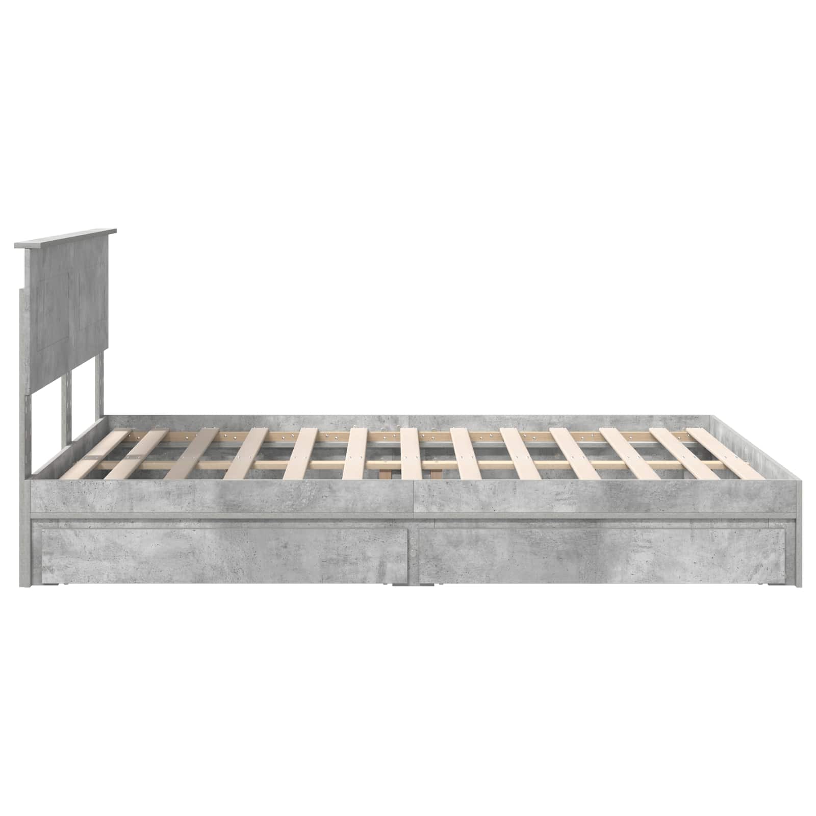 Opslag bed met hoofdeinde Beton Grijs 150 x 200 cm Bewerkt hout