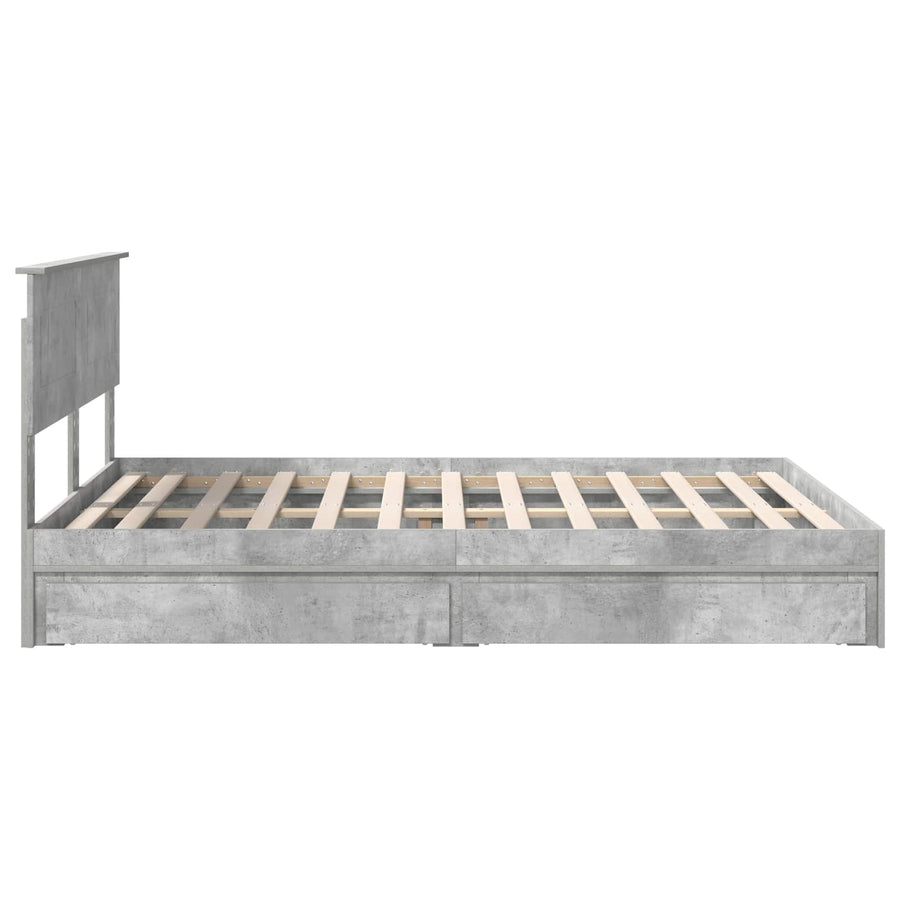 Opslag bed met hoofdeinde Beton Grijs 150 x 200 cm Bewerkt hout