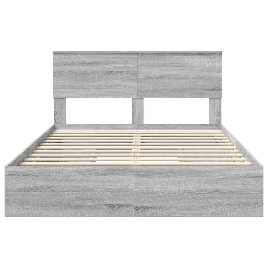 Opslag bed met lade Grijs Sonoma 150 x 200 cm Bewerkt hout
