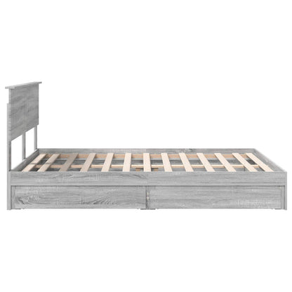 Opslag bed met lade Grijs Sonoma 150 x 200 cm Bewerkt hout