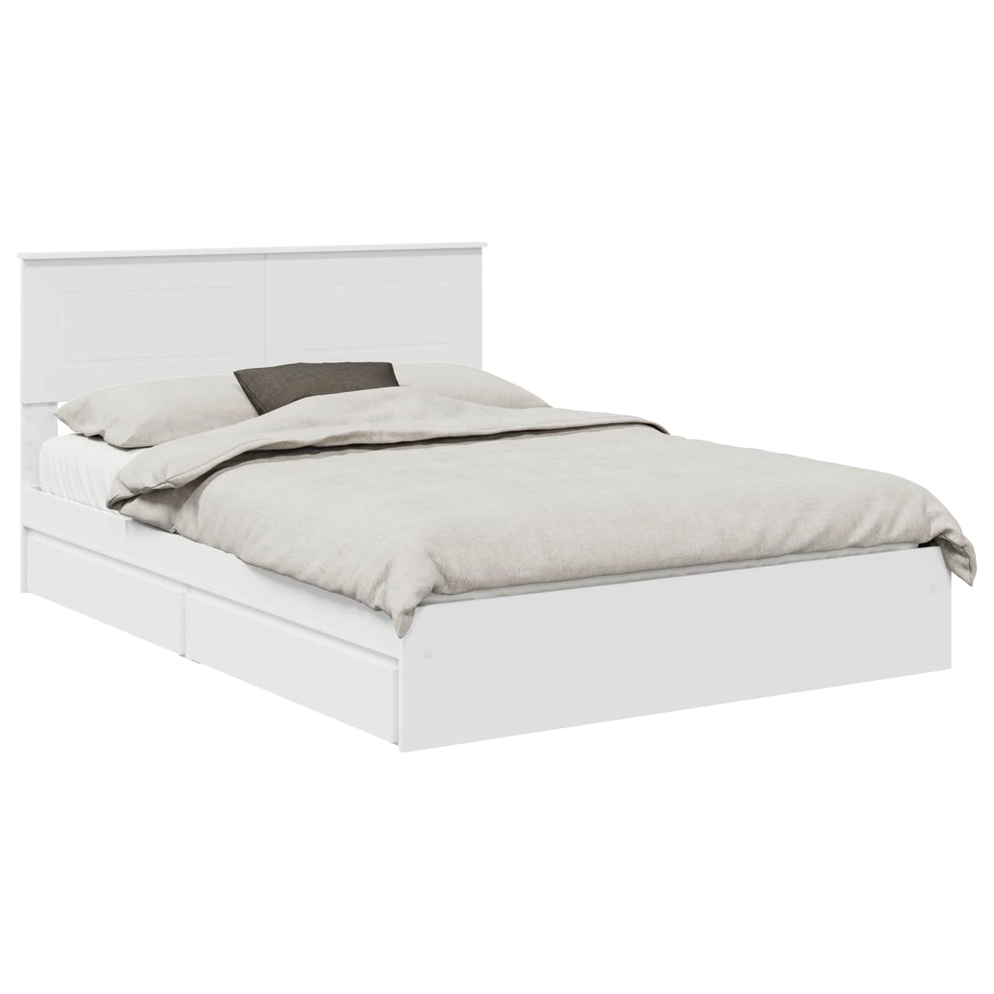 Opslag bed met hoofdeinde Wit 140 x 190 cm Bewerkt hout