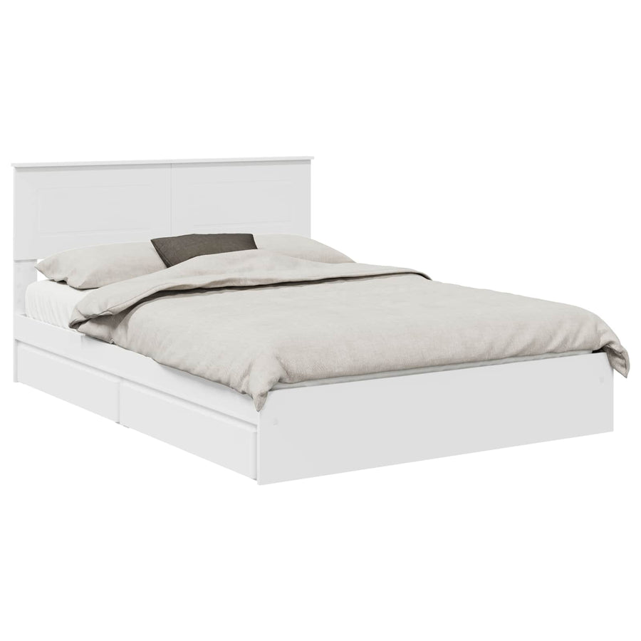 Opslag bed met hoofdeinde Wit 140 x 190 cm Bewerkt hout