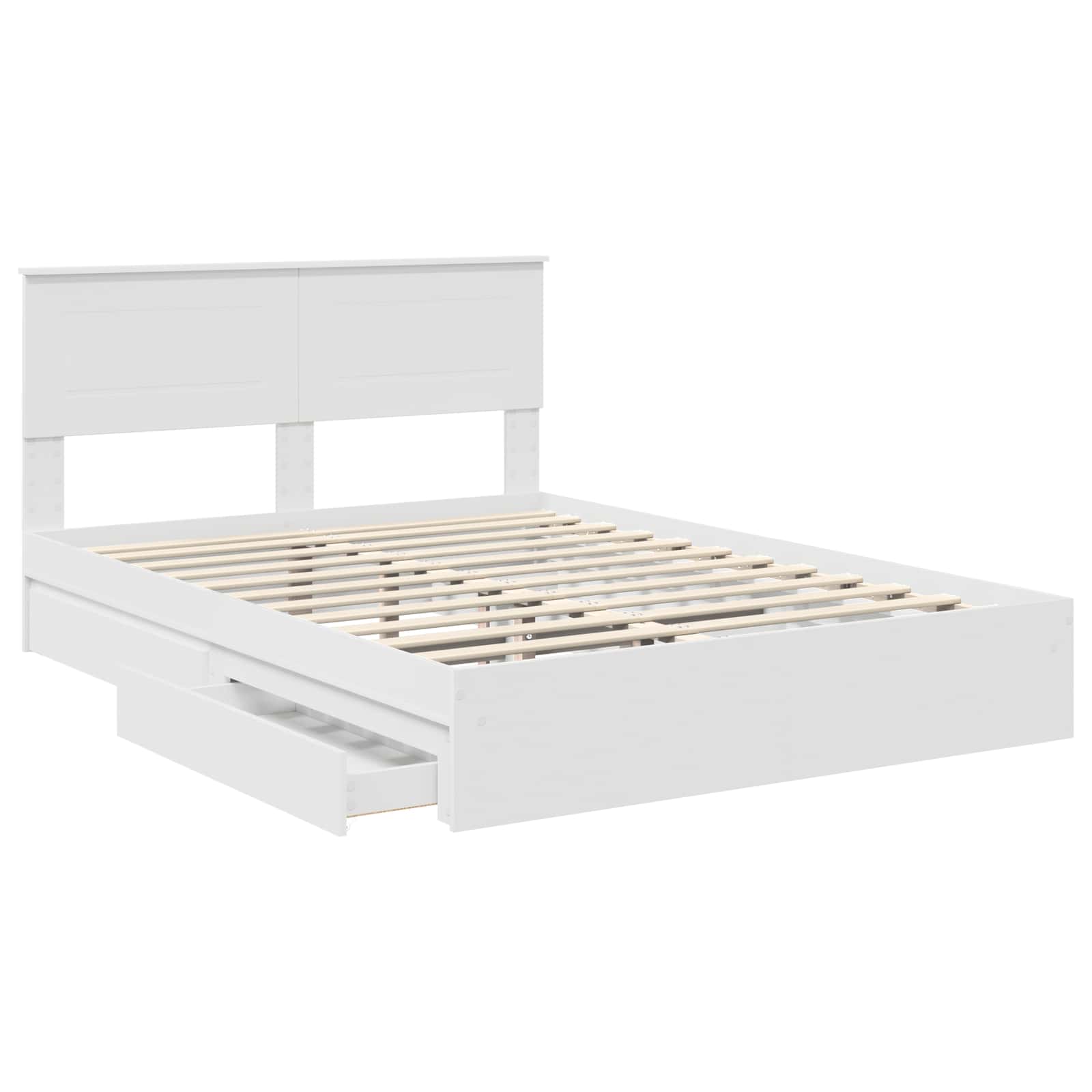 Opslag bed met hoofdeinde Wit 140 x 190 cm Bewerkt hout
