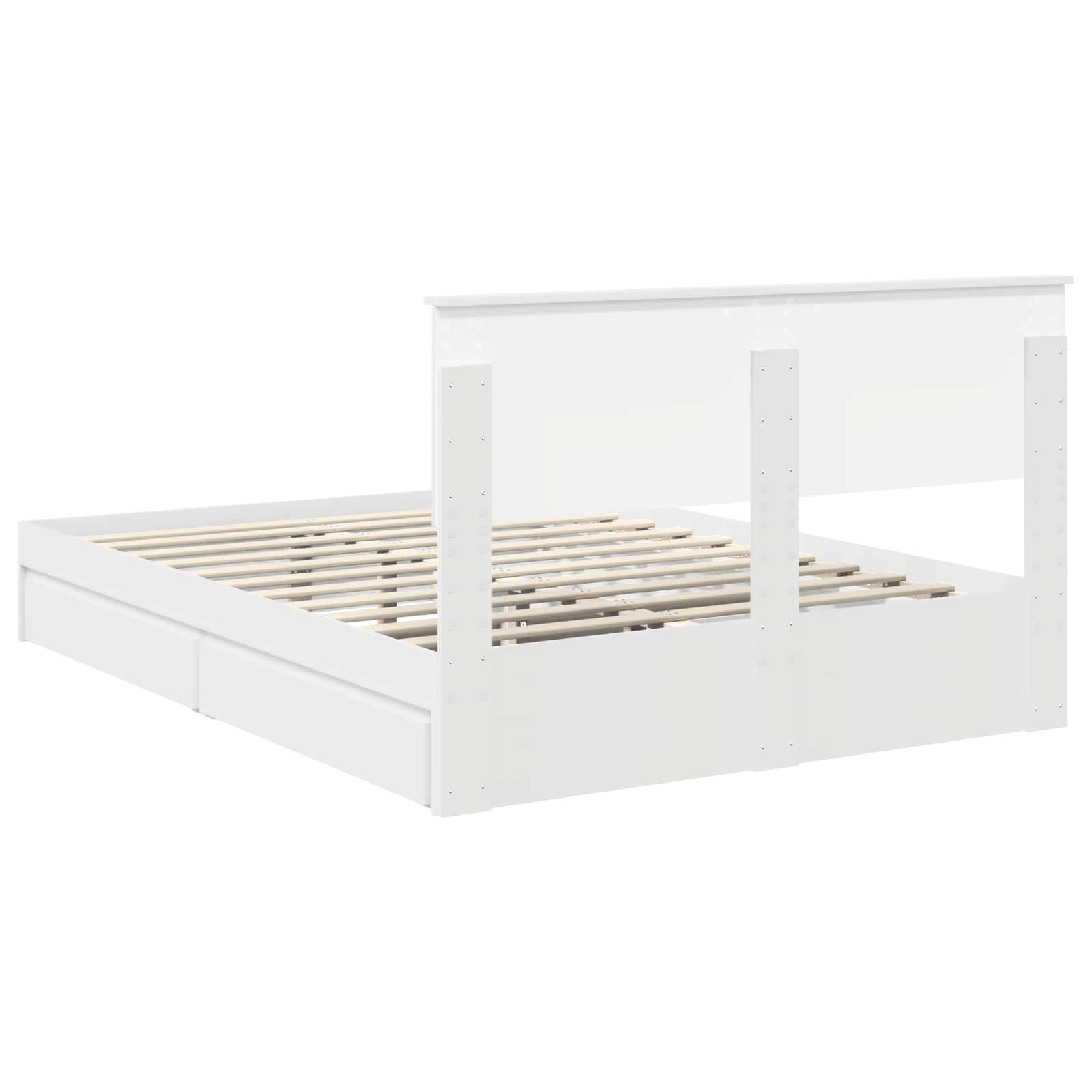 Opslag bed met hoofdeinde Wit 140 x 190 cm Bewerkt hout