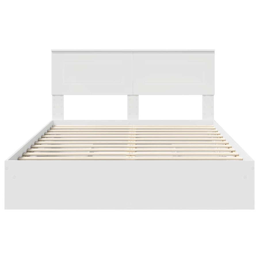 Opslag bed met hoofdeinde Wit 140 x 190 cm Bewerkt hout