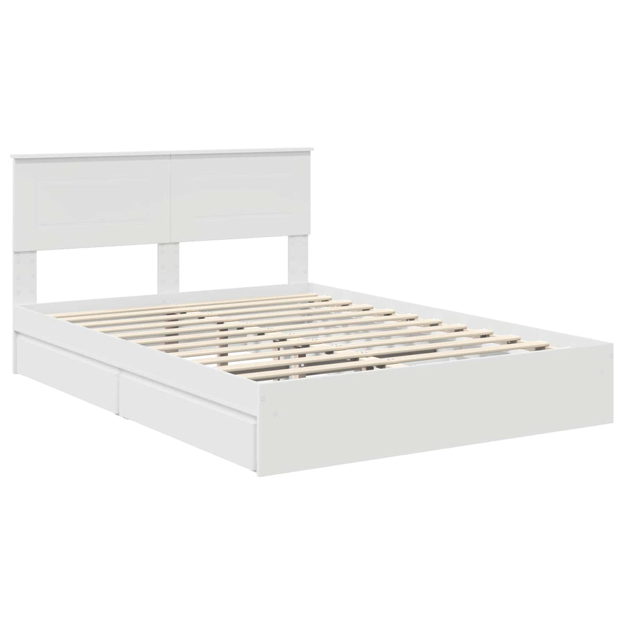 Opslag bed met hoofdeinde Wit 140 x 200 cm Bewerkt hout