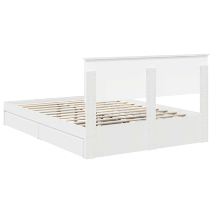 Opslag bed met hoofdeinde Wit 140 x 200 cm Bewerkt hout