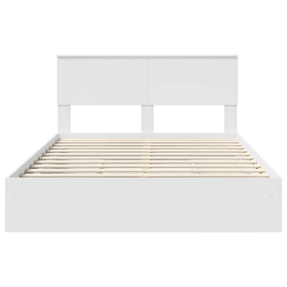 Opslag bed met hoofdeinde Wit 140 x 200 cm Bewerkt hout