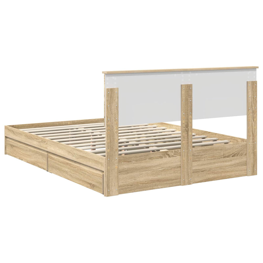 Opslag bed met lade Sonoma Eiken 140 x 200 cm Bewerkt hout