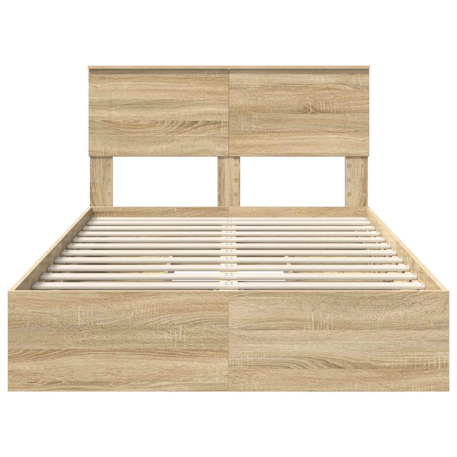 Opslag bed met lade Sonoma Eiken 135 x 190 cm Bewerkt hout