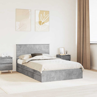 Bedframe met lade Beton Grijs 135 x 190 cm Bewerkt hout
