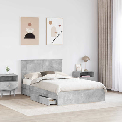 Bedframe met lade Beton Grijs 135 x 190 cm Bewerkt hout
