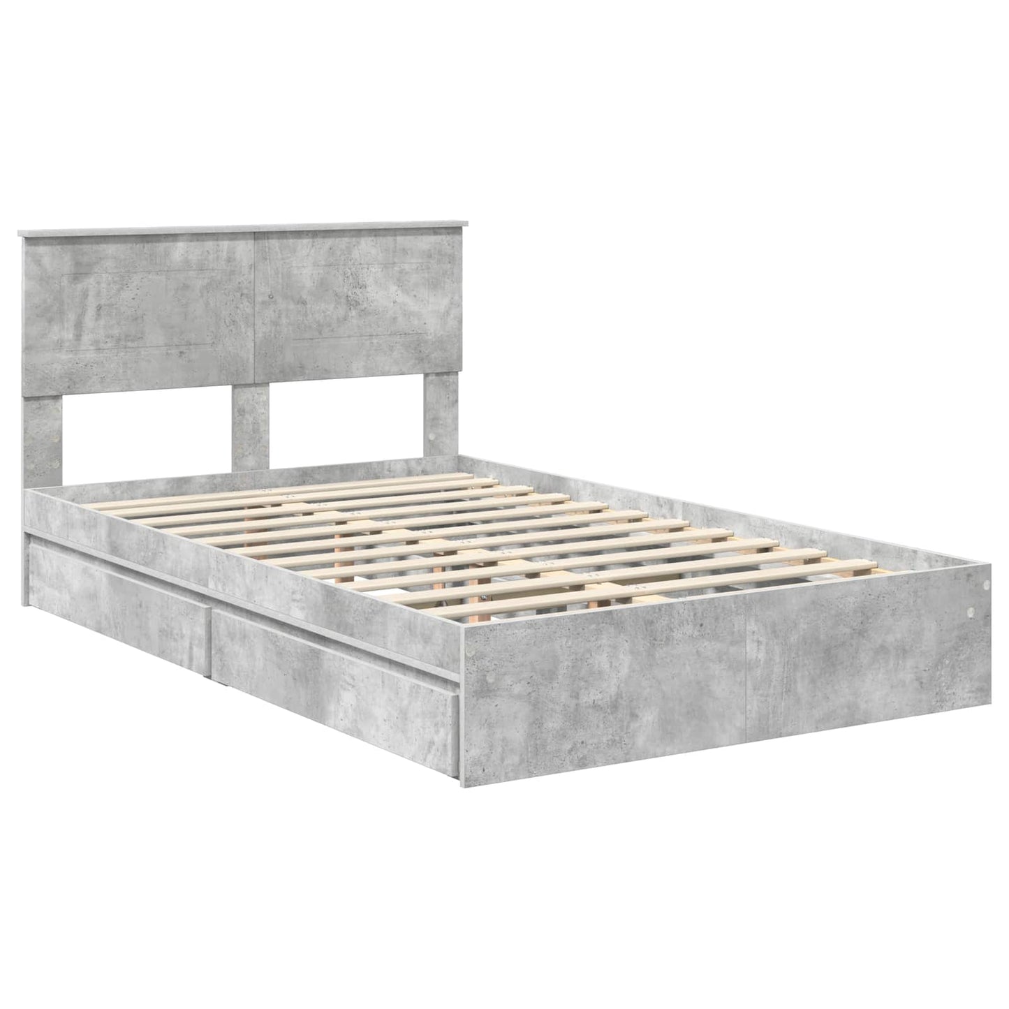 Bedframe met lade Beton Grijs 135 x 190 cm Bewerkt hout