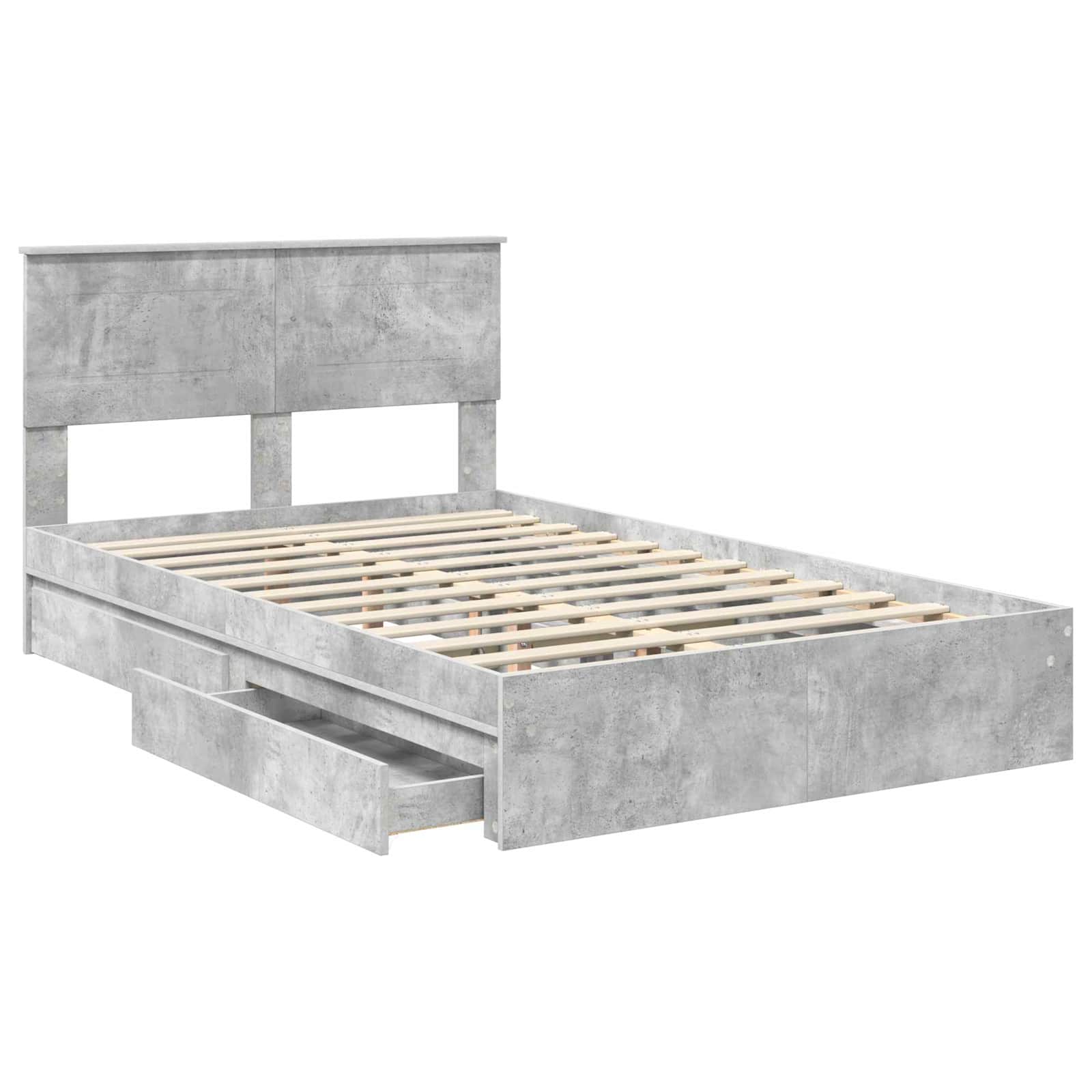 Bedframe met lade Beton Grijs 135 x 190 cm Bewerkt hout