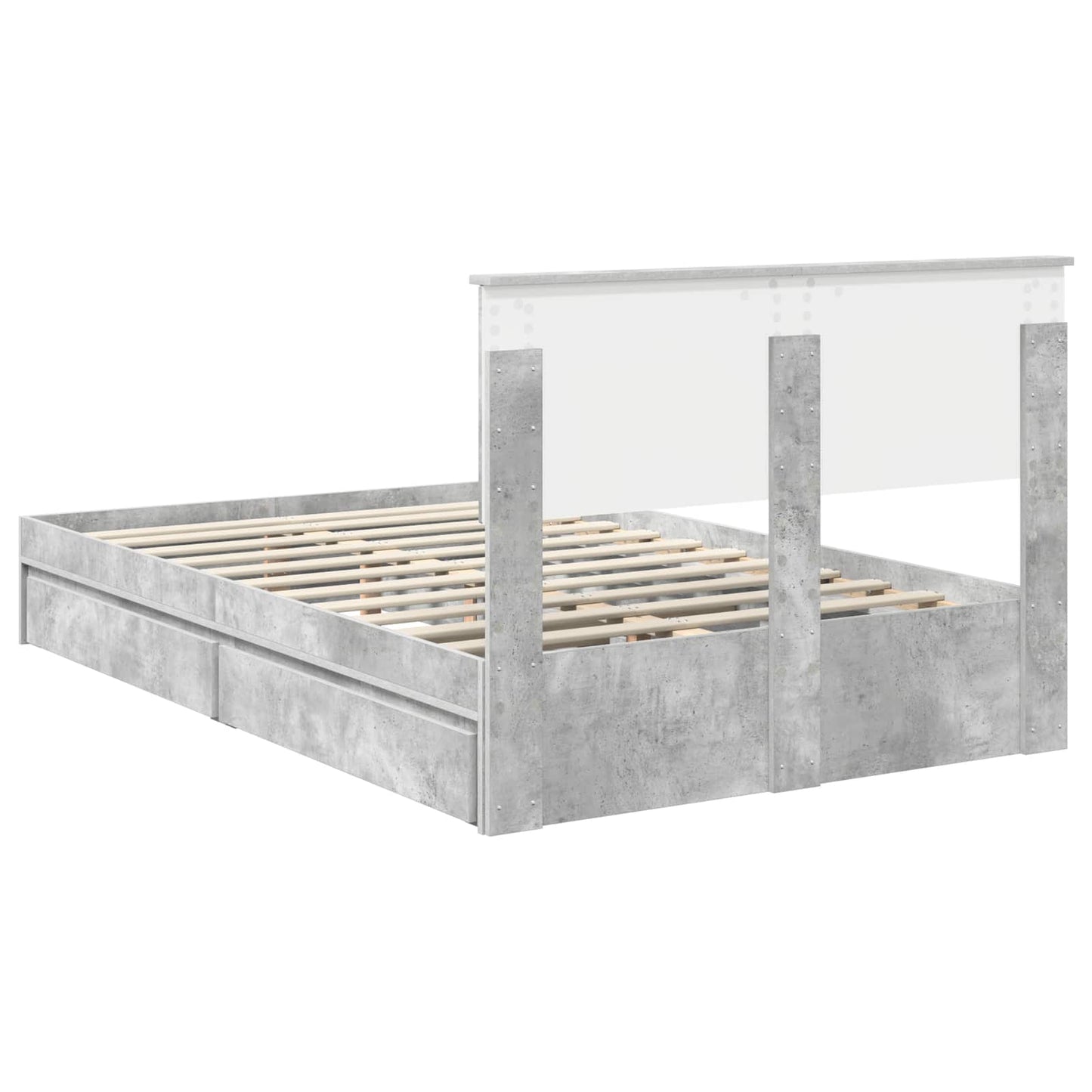 Bedframe met lade Beton Grijs 135 x 190 cm Bewerkt hout