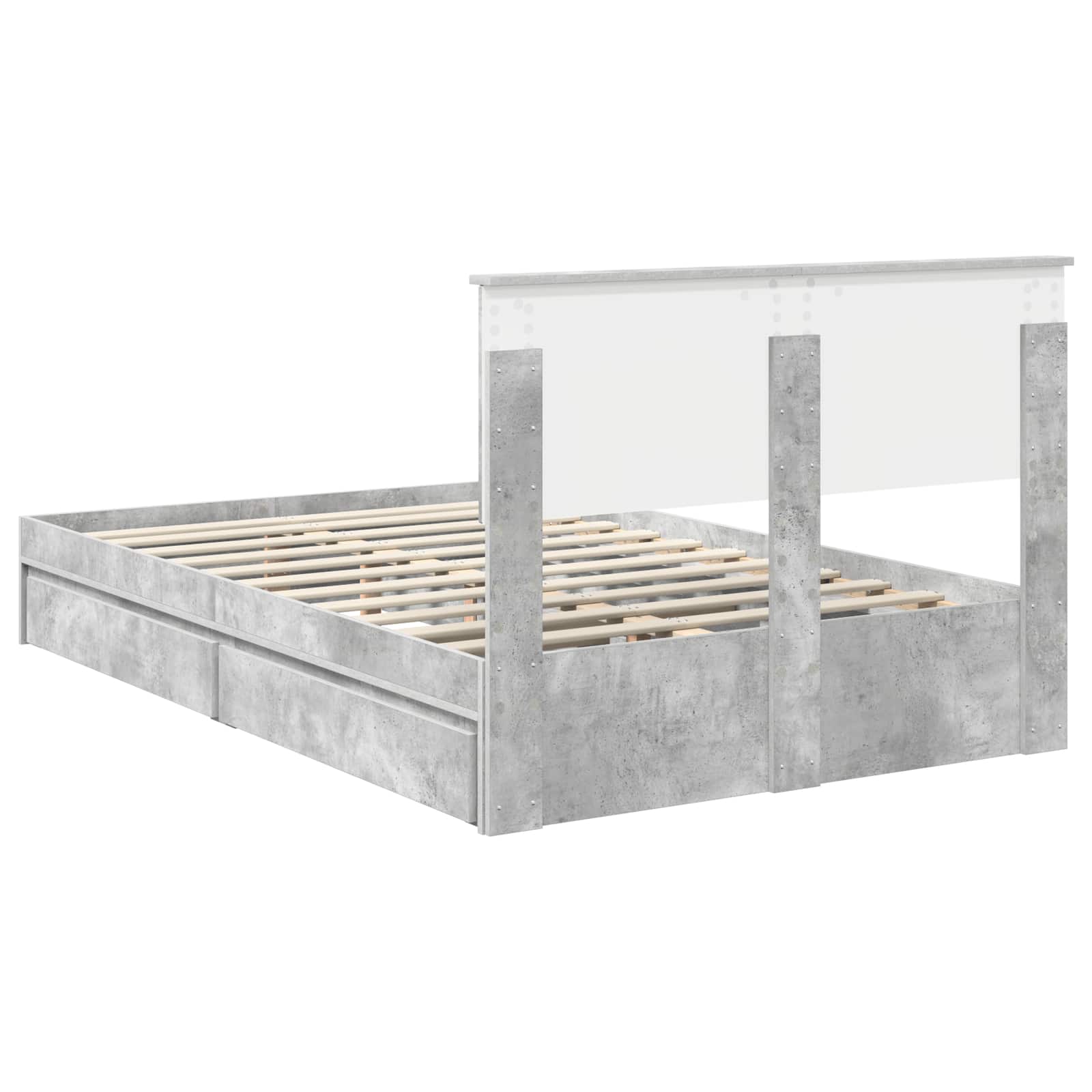 Bedframe met lade Beton Grijs 135 x 190 cm Bewerkt hout