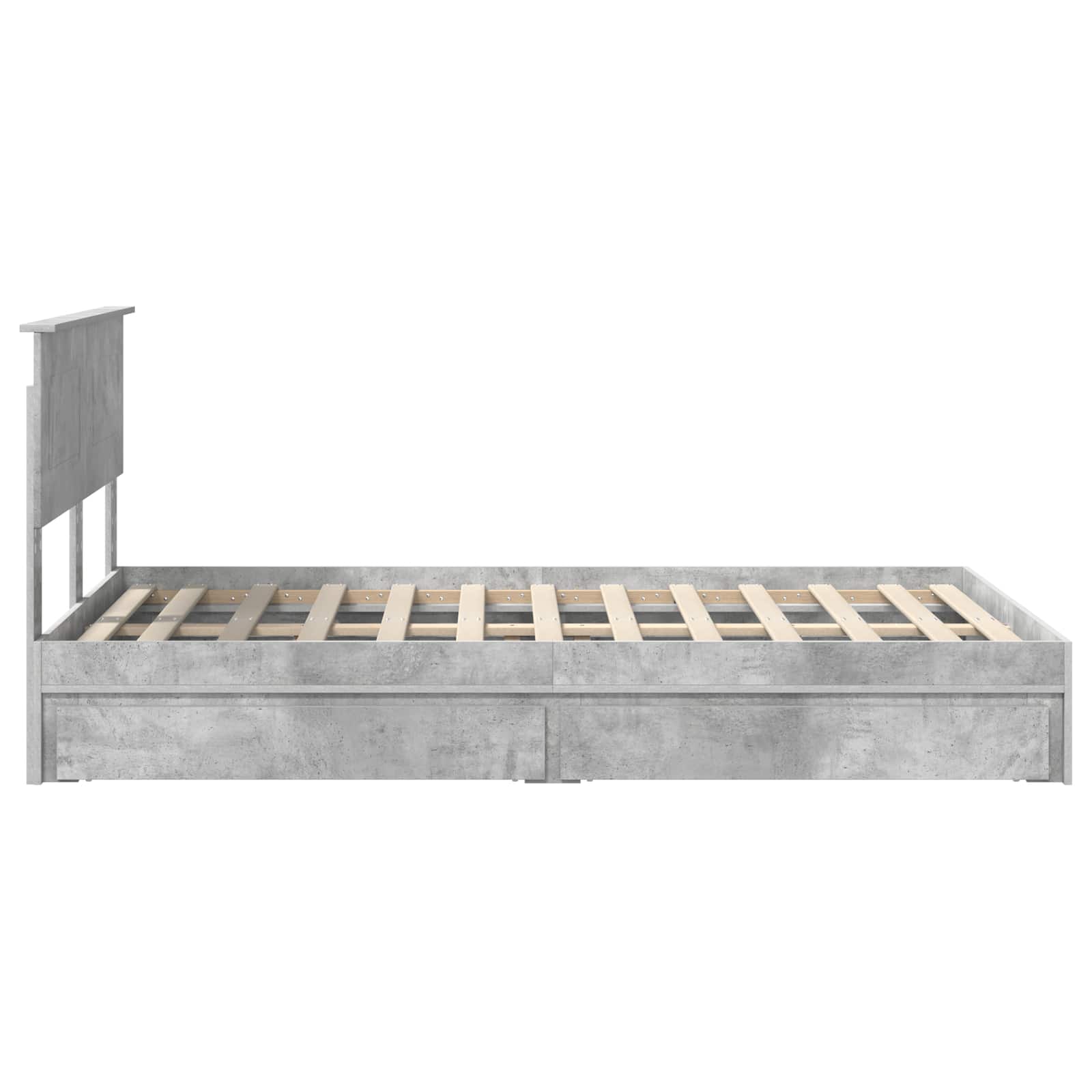 Bedframe met lade Beton Grijs 135 x 190 cm Bewerkt hout