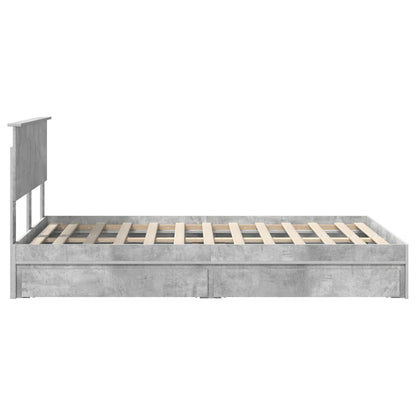 Bedframe met lade Beton Grijs 135 x 190 cm Bewerkt hout