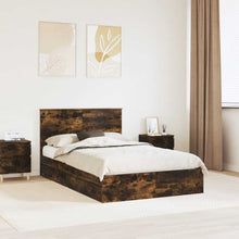Opslag bed met lade Gerookt eiken 135 x 190 cm Bewerkt hout