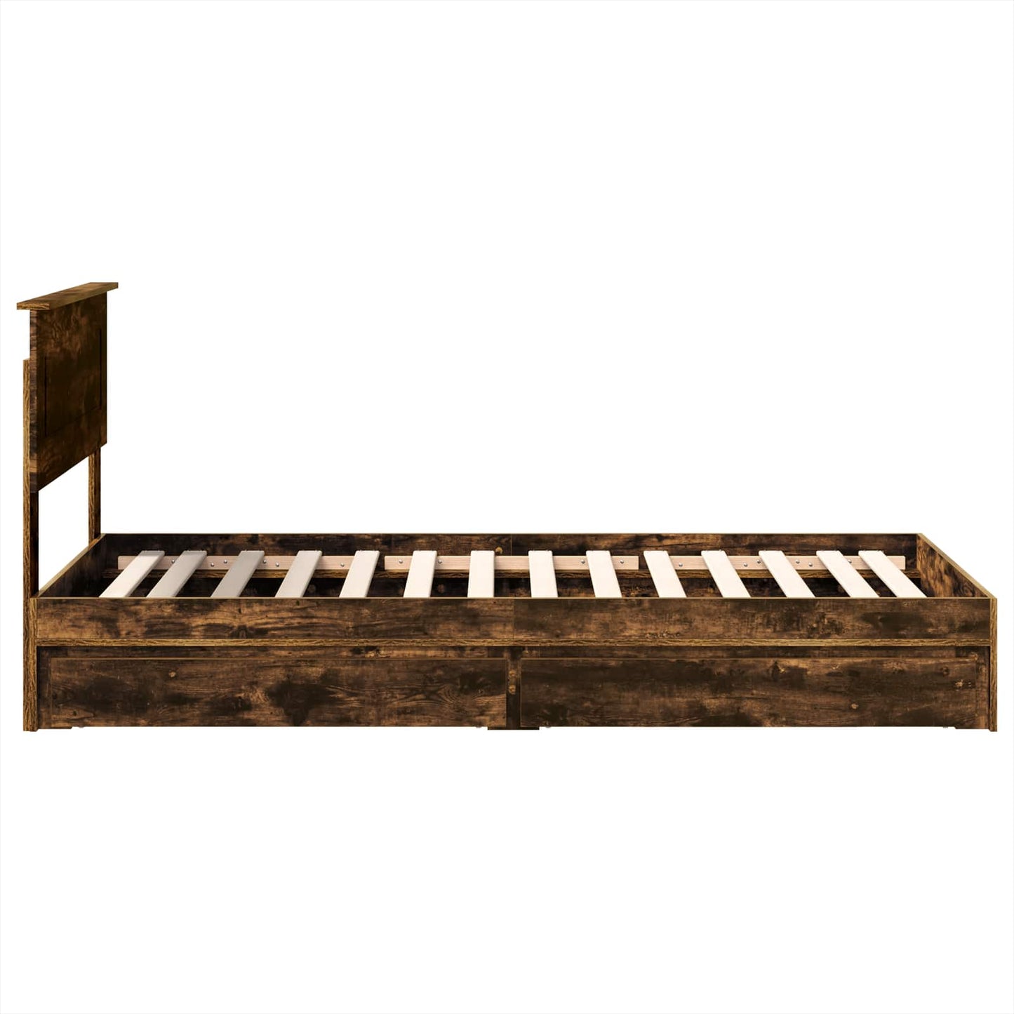 Opslag bed met lade Gerookt eiken 100 x 200 cm Bewerkt hout