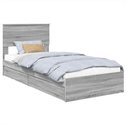 Opslag bed met lade Grijs Sonoma 100 x 200 cm Bewerkt hout