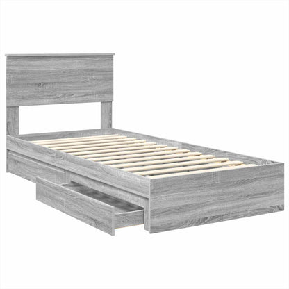 Opslag bed met lade Grijs Sonoma 100 x 200 cm Bewerkt hout