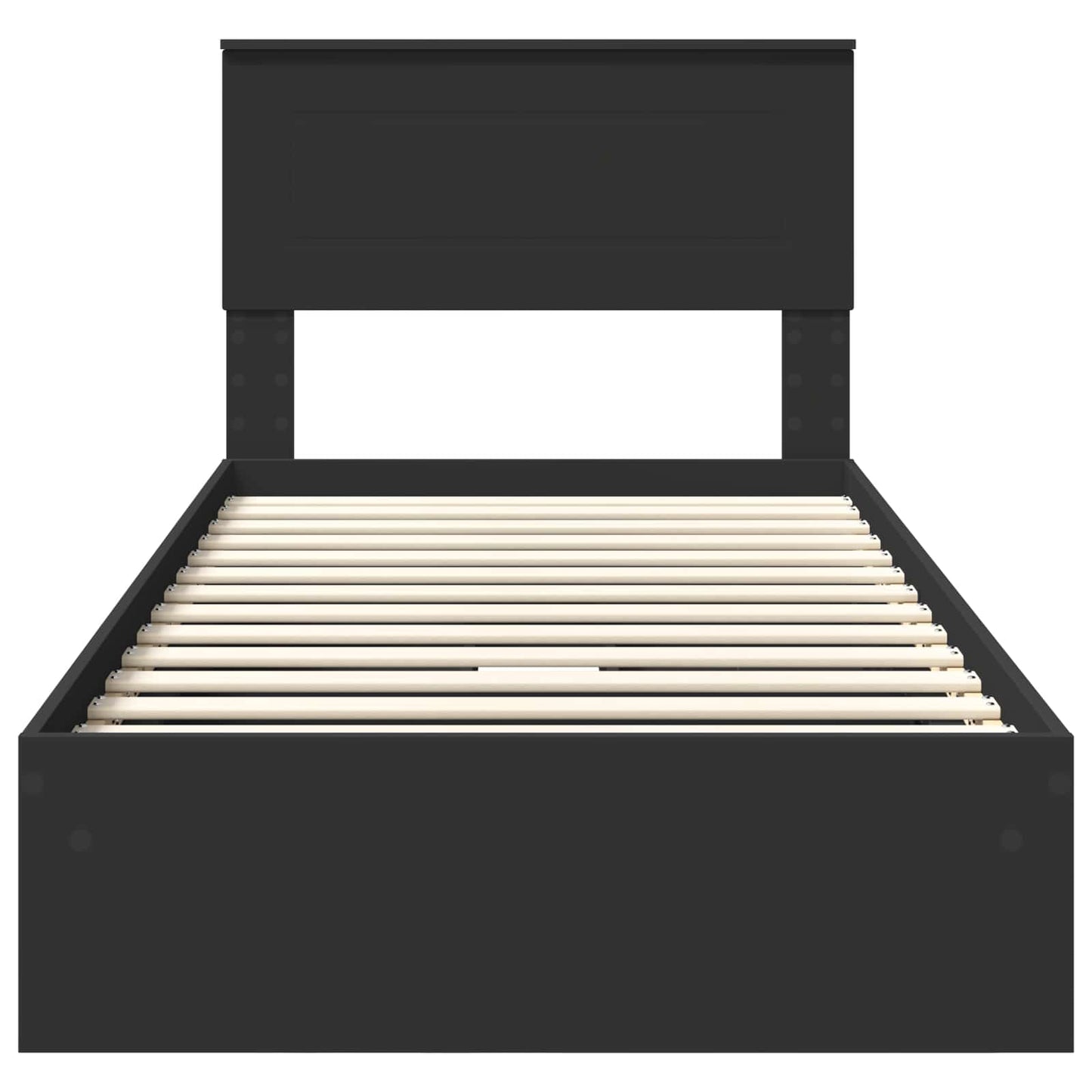 Opslag bed met hoofdeinde Zwart 90 x 190 cm Bewerkt hout