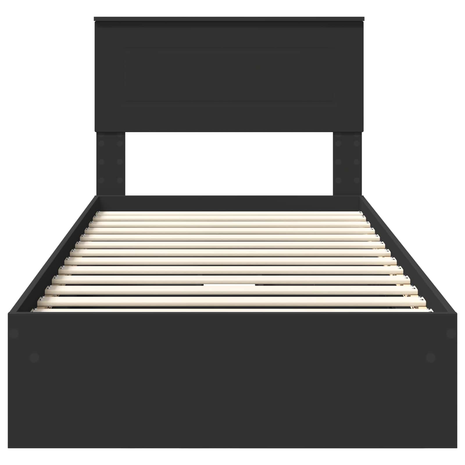 Opslag bed met hoofdeinde Zwart 90 x 190 cm Bewerkt hout